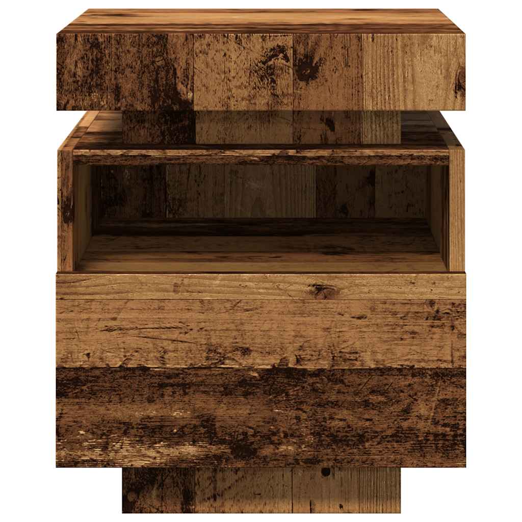 Bedside Cabinet with LED Lights Old Wood 40x39x48.5 cm