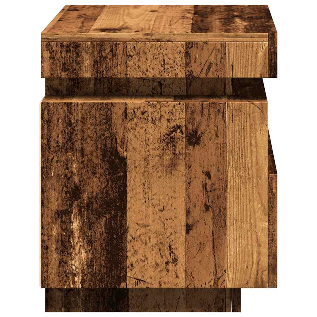 Bedside Cabinet with LED Lights Old Wood 40x39x48.5 cm