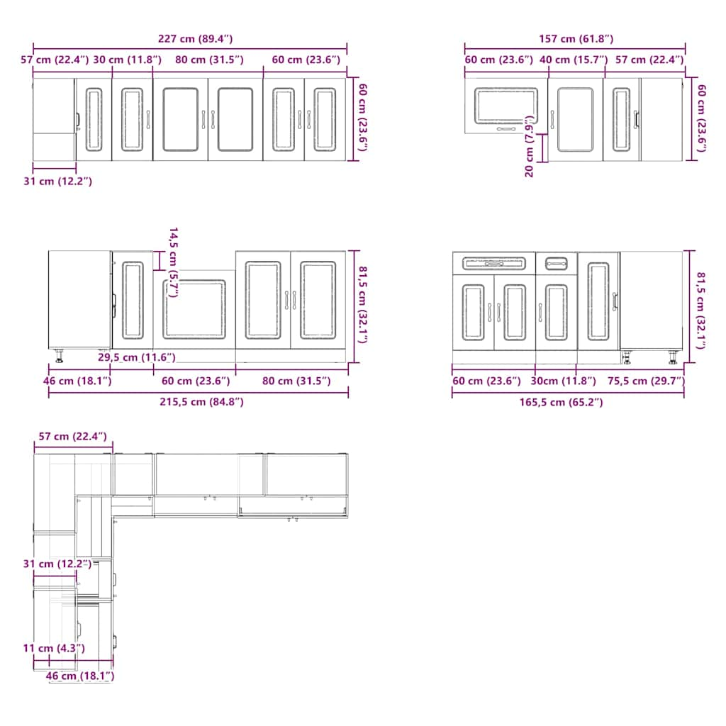 11 Piece Kitchen Cabinet Set Kalmar White Engineered Wood