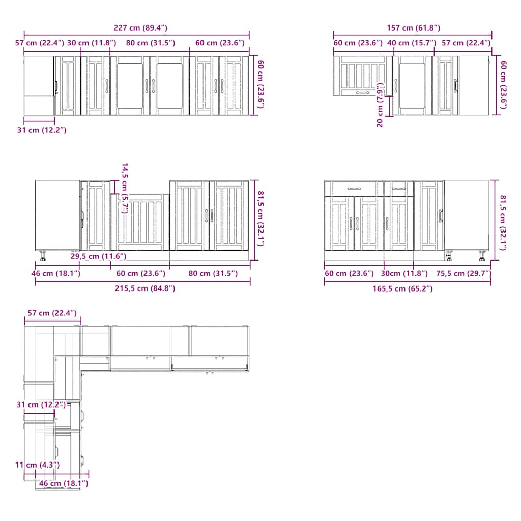 11 Piece Kitchen Cabinet Set Lucca Sonoma Oak Engineered Wood