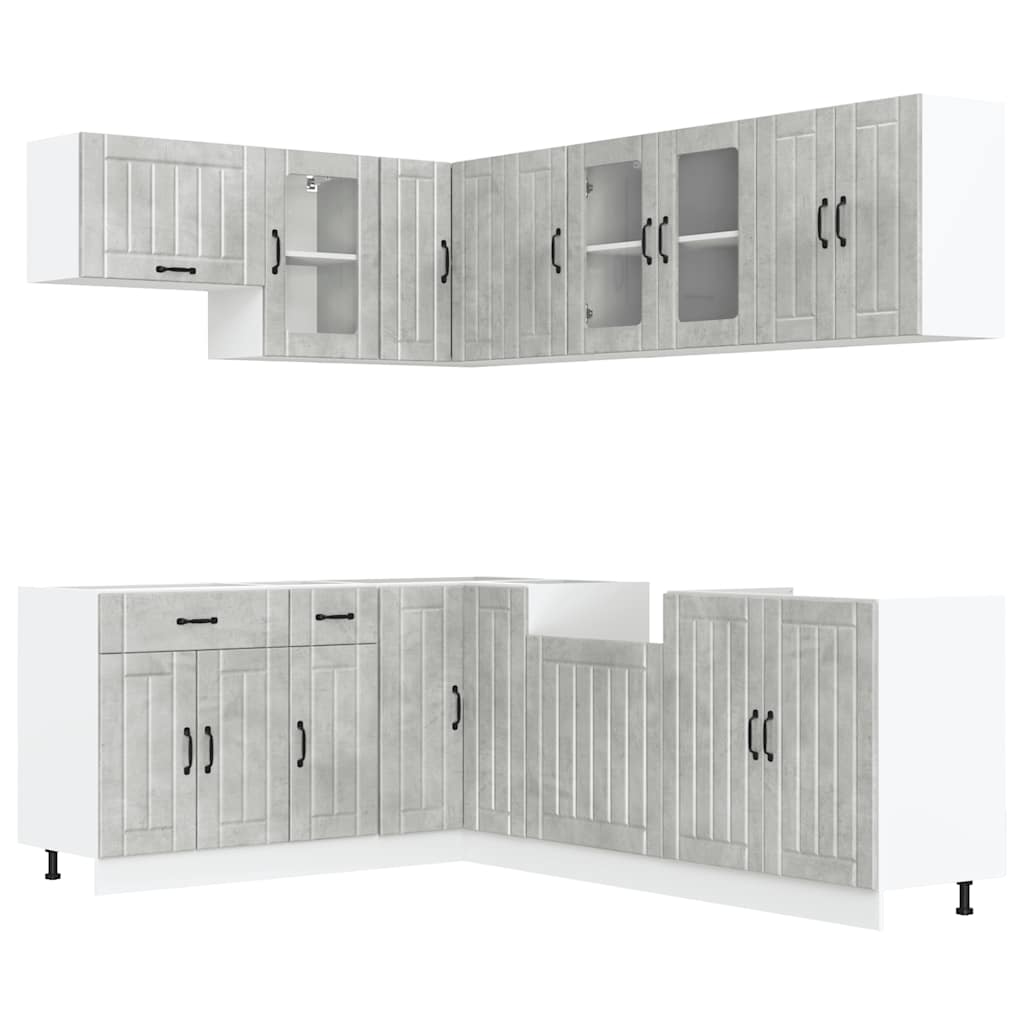 11 Piece Kitchen Cabinet Set Lucca Concrete Grey Engineered Wood