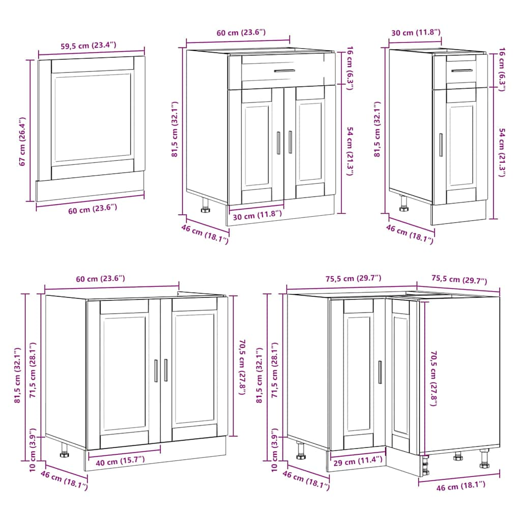 11 Piece Kitchen Cabinet Set Porto White Engineered Wood