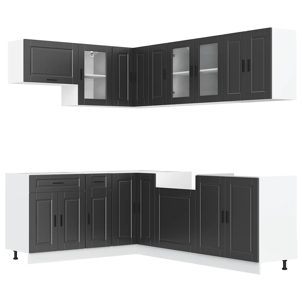 11 Piece Kitchen Cabinet Set Porto Black Engineered Wood