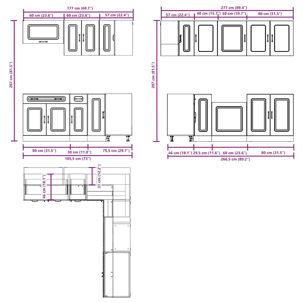 11 Piece Kitchen Cabinet Set Kalmar White Engineered Wood