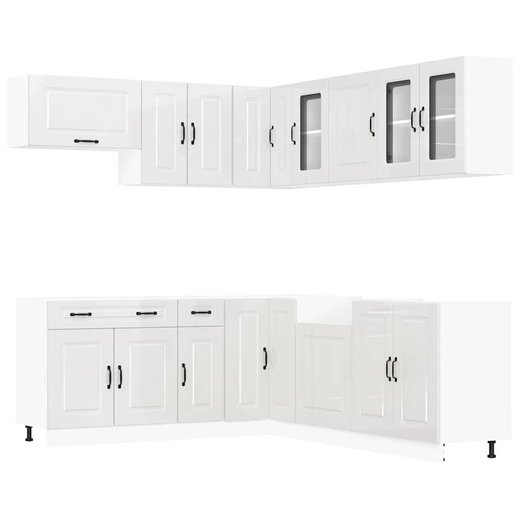 11 Piece Kitchen Cabinet Set Kalmar Gloss White Engineered Wood