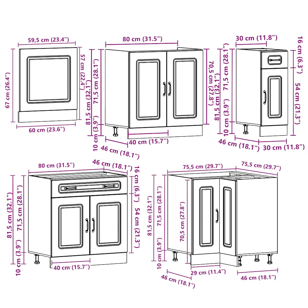 11 Piece Kitchen Cabinet Set Kalmar Sonoma Oak Engineered Wood