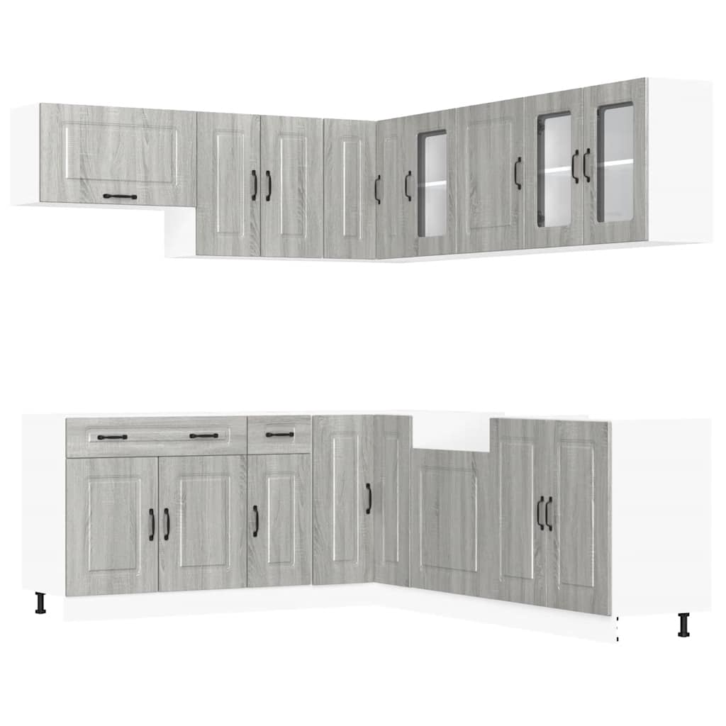 11 Piece Kitchen Cabinet Set Kalmar Grey Sonoma Engineered Wood