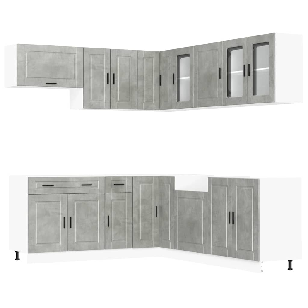 11 Piece Kitchen Cabinet Set Porto Concrete Grey Engineered Wood