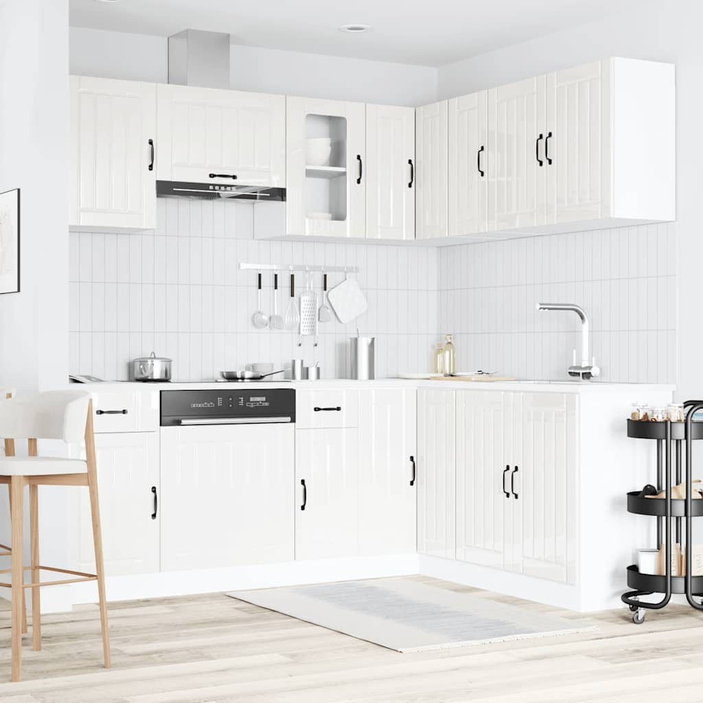 11 Piece Kitchen Cabinet Set Kalmar Gloss White Engineered Wood