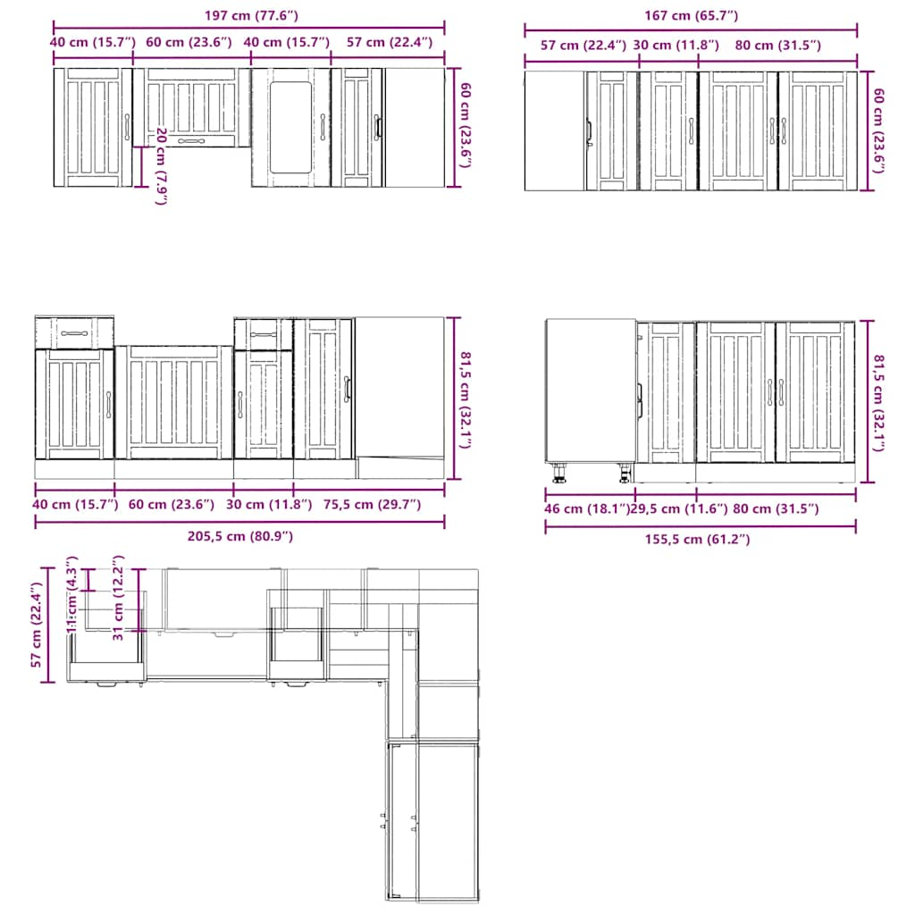 11 Piece Kitchen Cabinet Set Kalmar Gloss White Engineered Wood