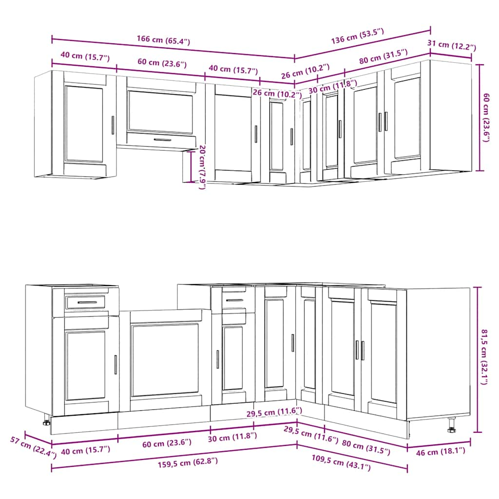 11 Piece Kitchen Cabinet Set Porto Sonoma Oak Engineered Wood