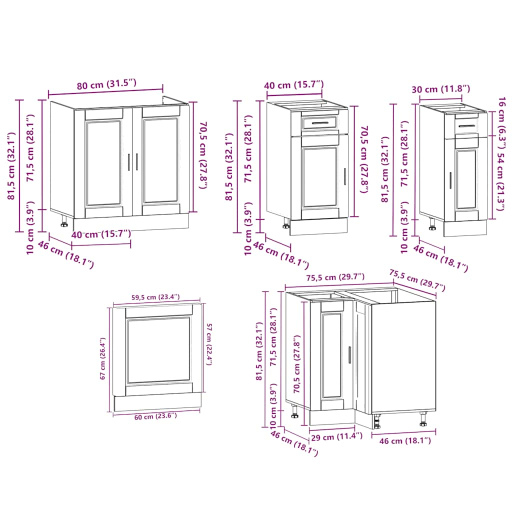 11 Piece Kitchen Cabinet Set Porto Old Wood Engineered Wood