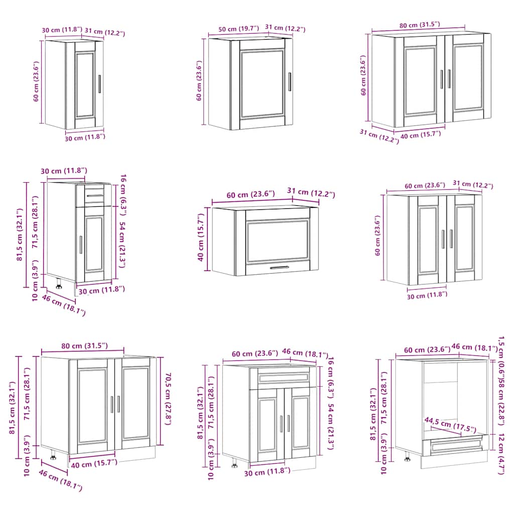 14 Piece Kitchen Cabinet Set Porto Gloss White Engineered Wood