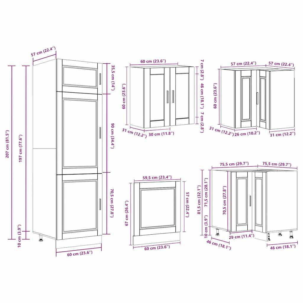 14 Piece Kitchen Cabinet Set Porto Gloss White Engineered Wood