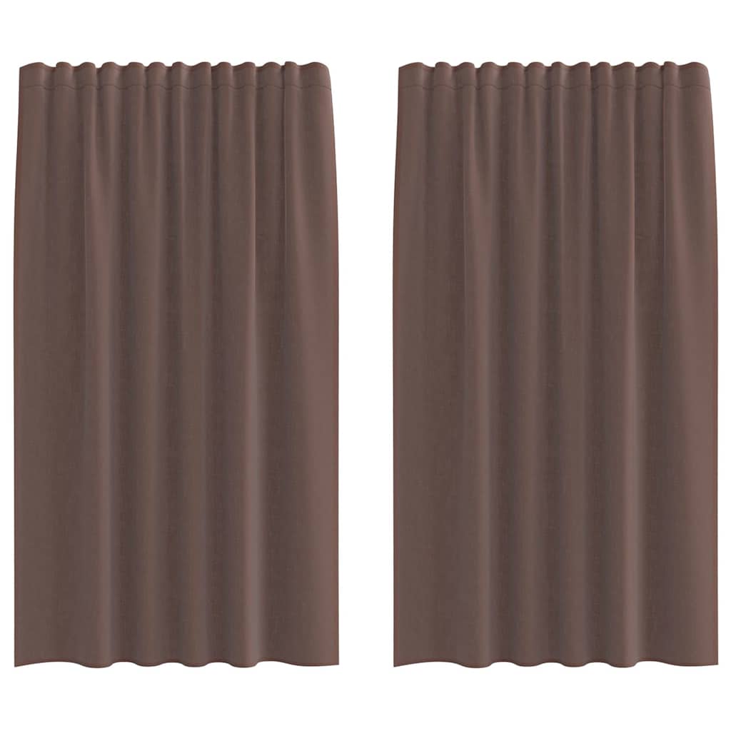 Voile Curtains with Rod Pockets 2 pcs Brown