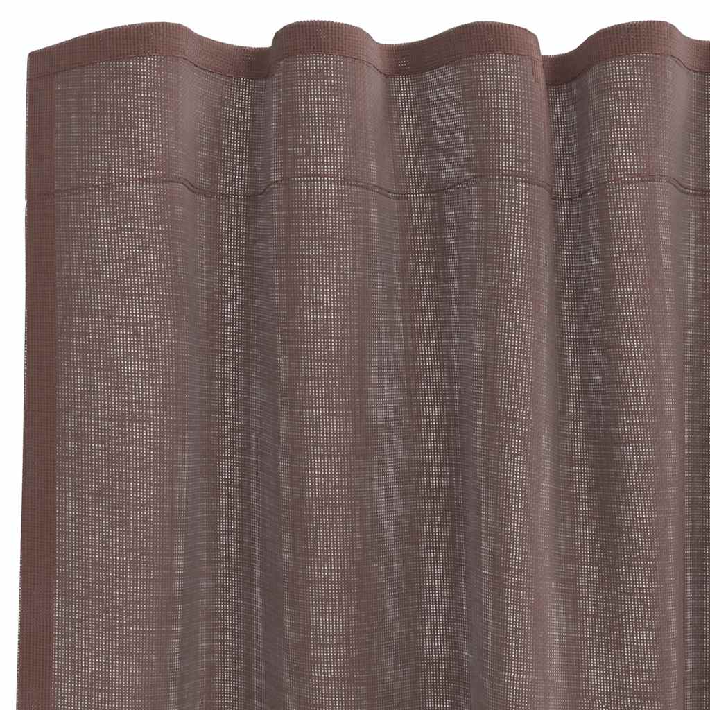Voile Curtains with Rod Pockets 2 pcs Brown