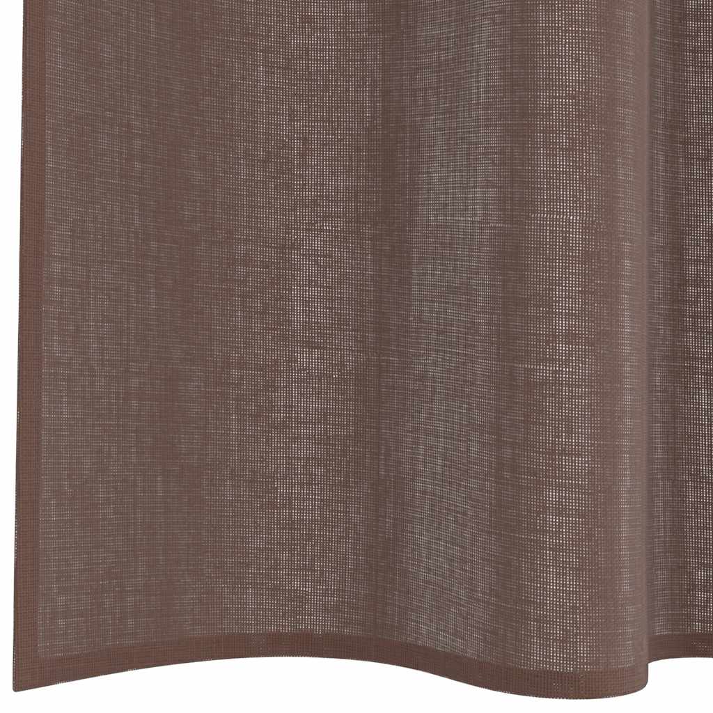 Voile Curtains with Rod Pockets 2 pcs Brown