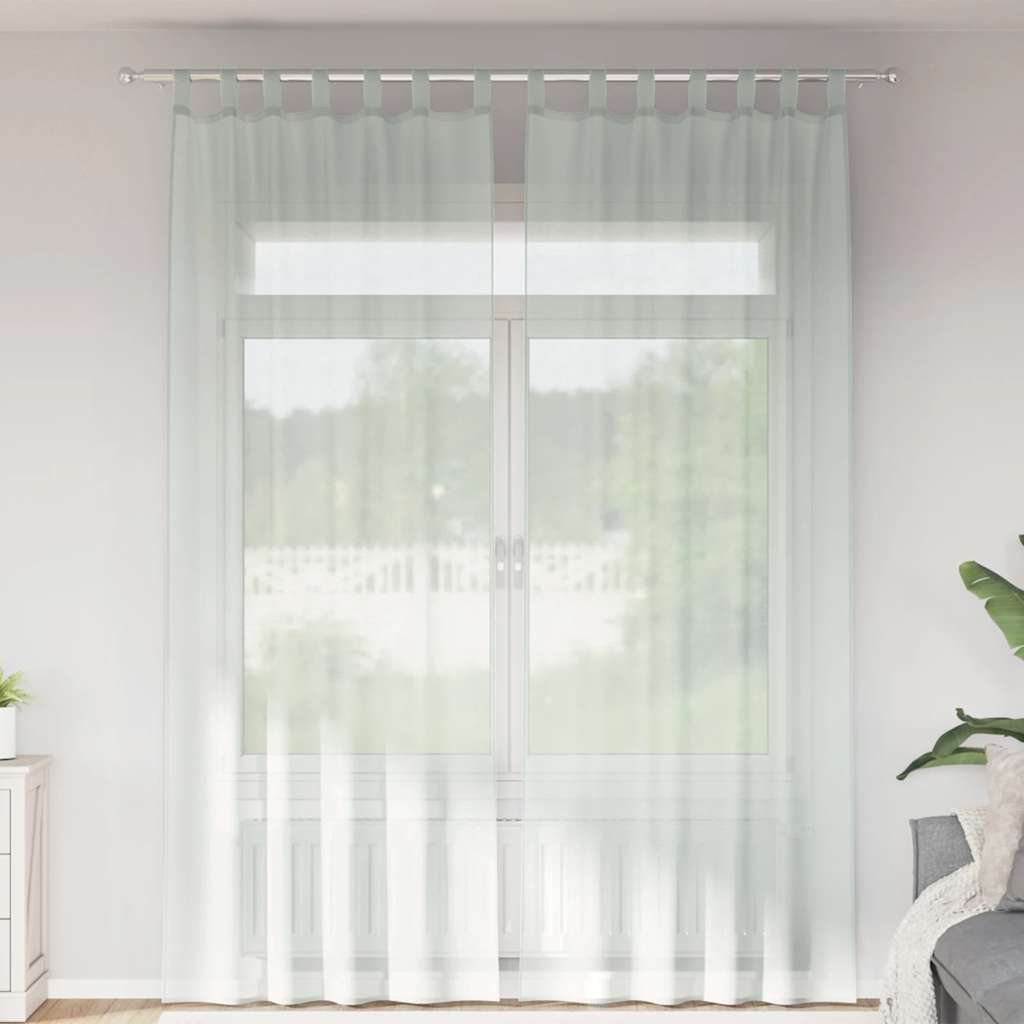 Voile Curtains with Loops 2 pcs Light Grey 140x260 cm