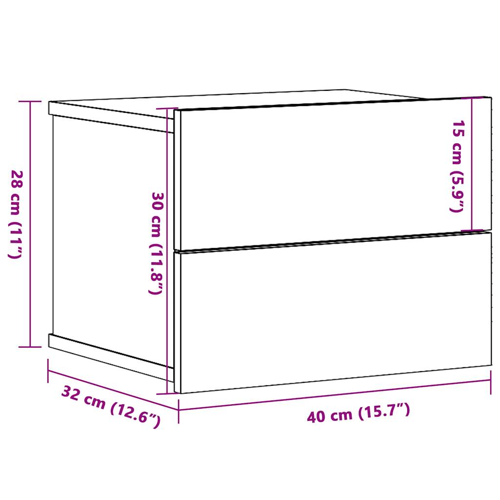 Wall-mounted Bedside Cabinet Artisan Oak 40x32x30 cm