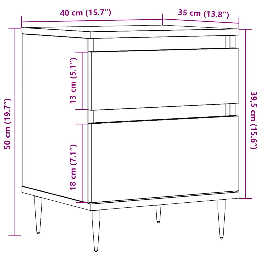 Bedside Cabinets 2 pcs Artisan Oak 40x35x50 cm Engineered Wood