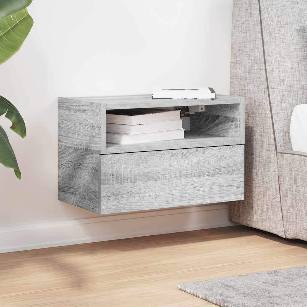 Wall-mounted Bedside Cabinet Grey Sonoma 45x26x28.5 cm