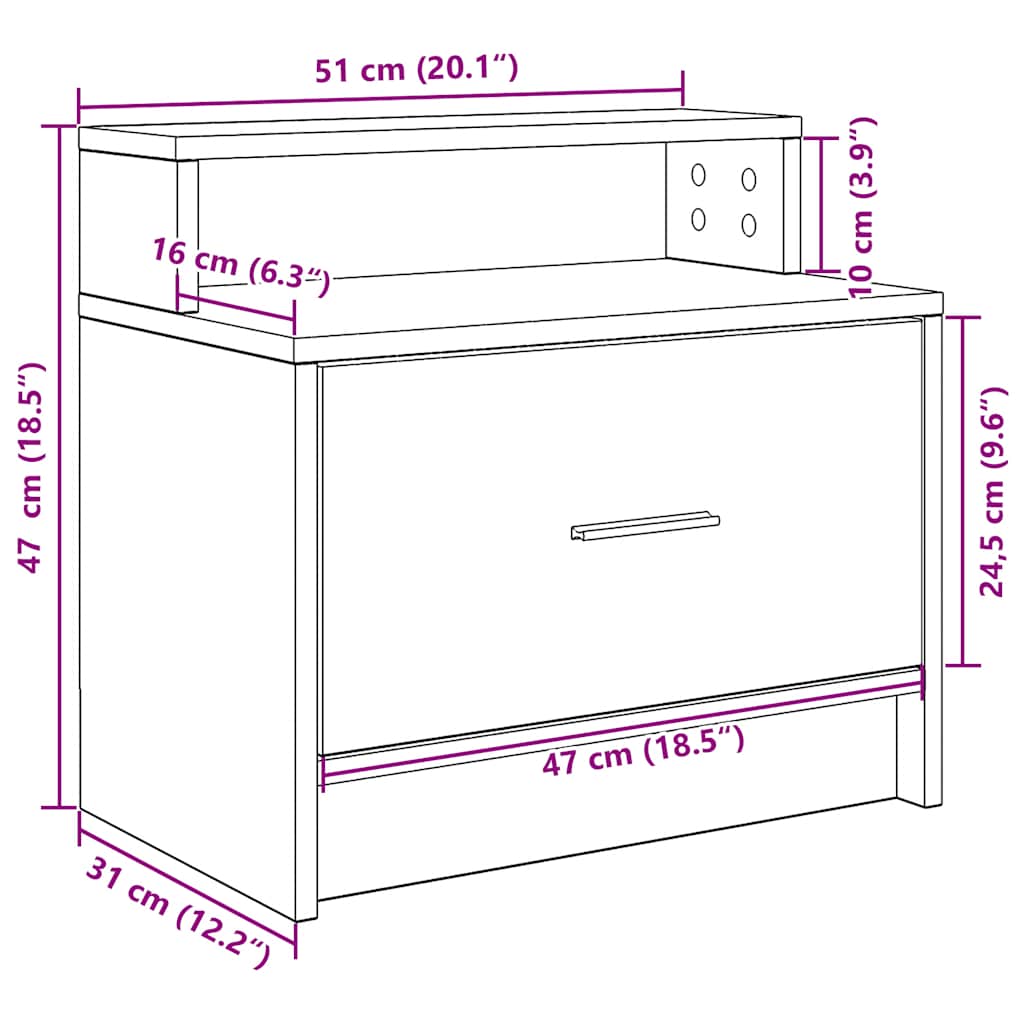 Bedside Cabinets with Drawer 2 pcs Concrete Grey 51x31x47 cm