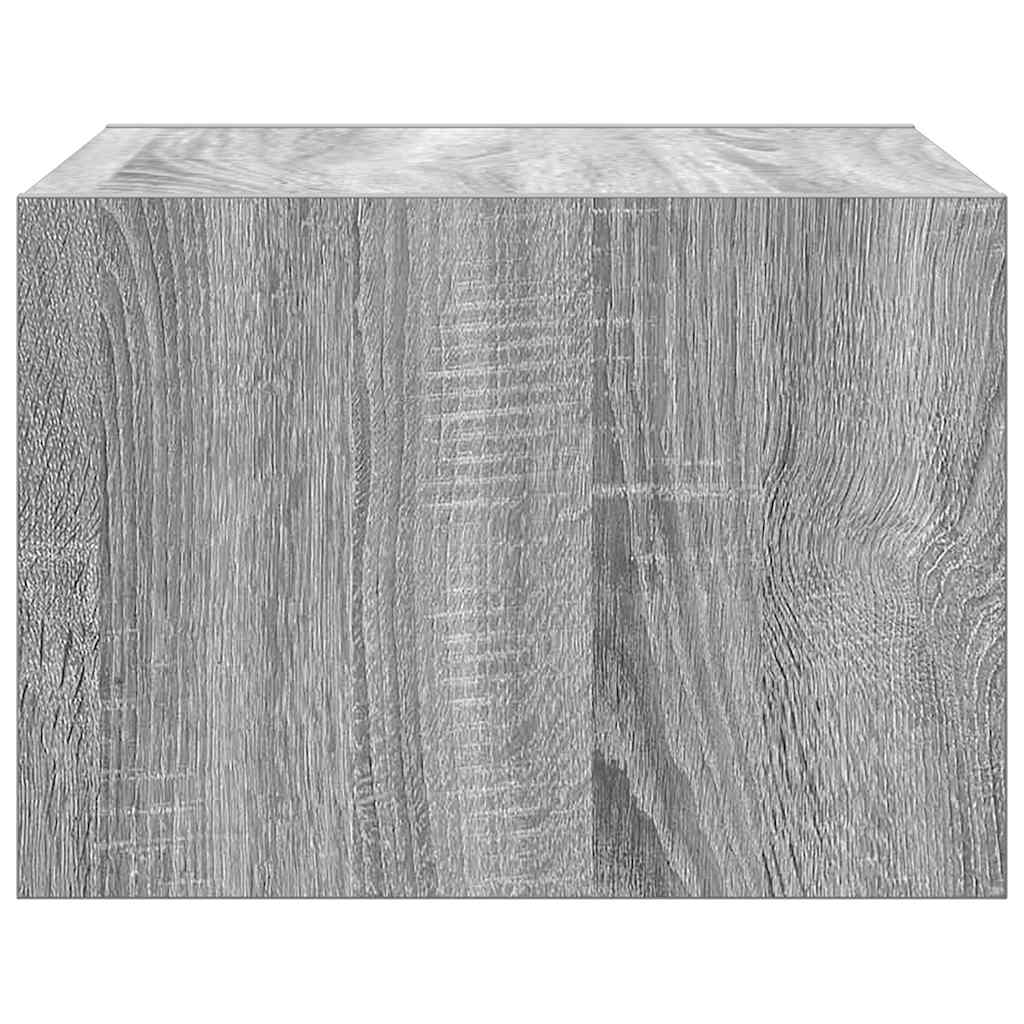 Wall-mounted Bedside Cabinet with LED Lights Grey Sonoma