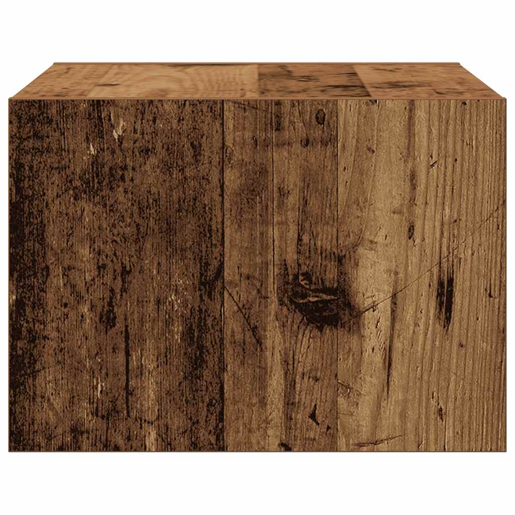 Wall-mounted Bedside Cabinet with LED Lights Old Wood