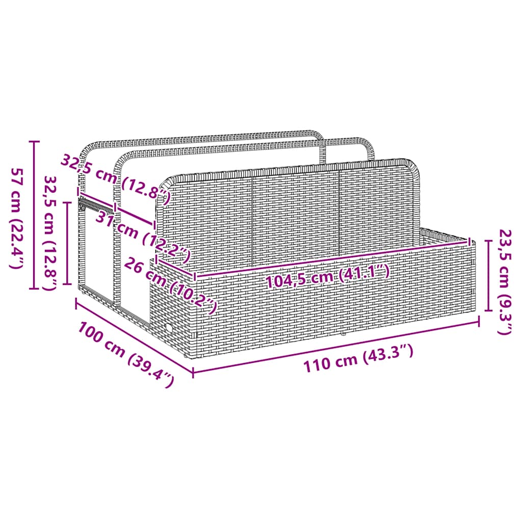 Poolside Float Storage Light Grey 110x100x57 cm Poly Rattan