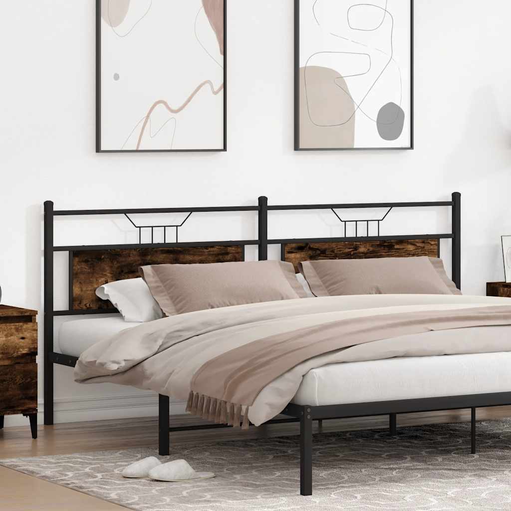 Headboard Smoked Oak 193 cm Engineered Wood and Steel