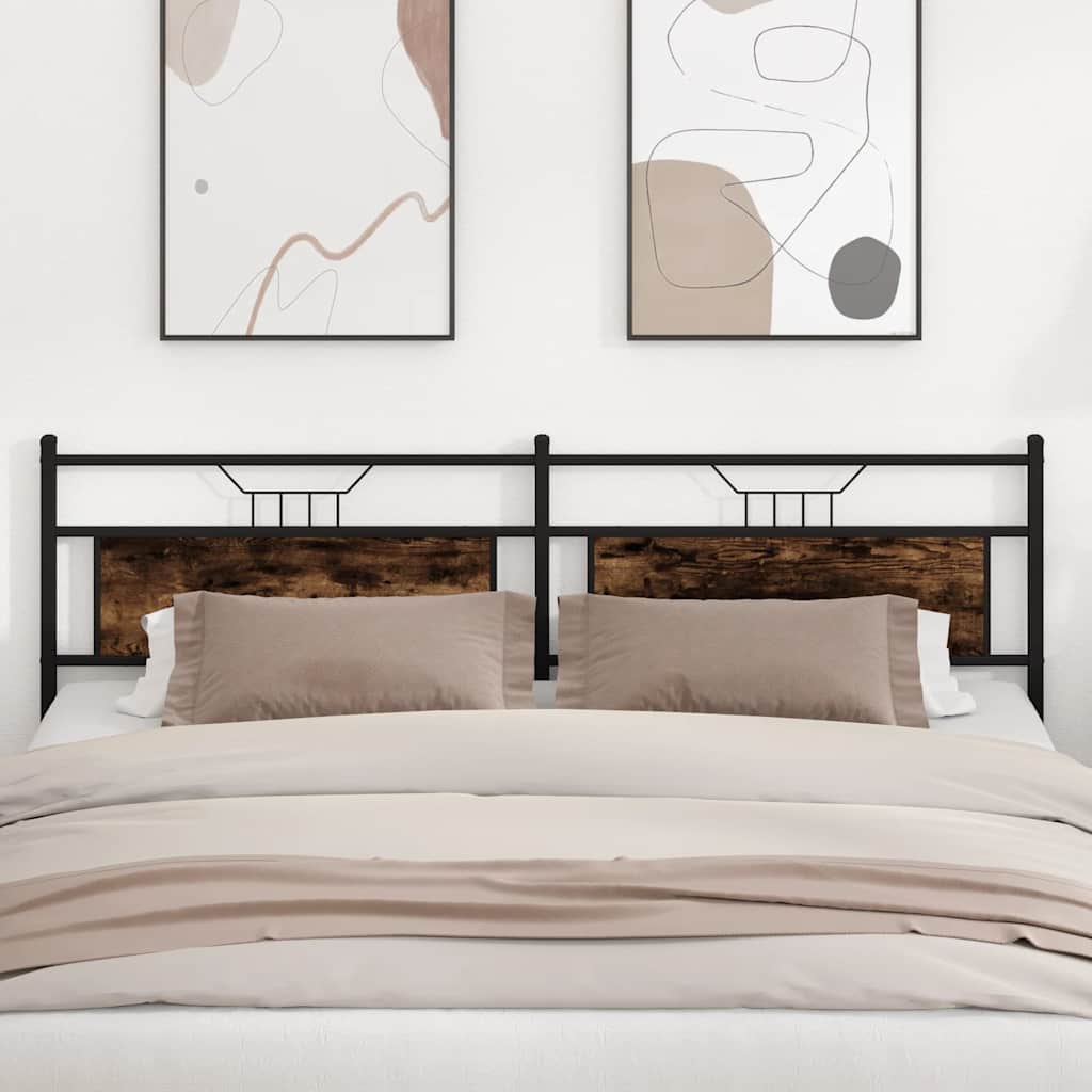 Headboard Smoked Oak 193 cm Engineered Wood and Steel
