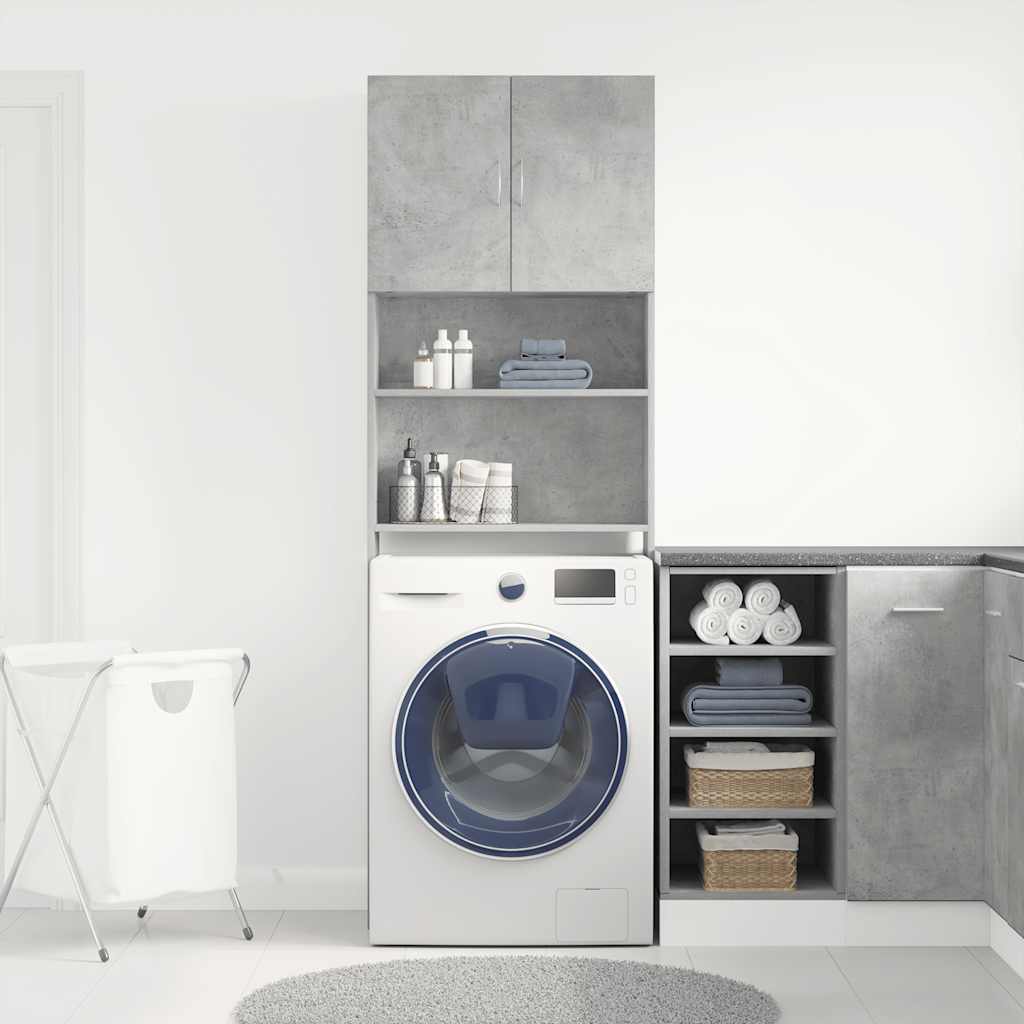 Washing Machine Cabinet Concrete Grey 64x24x190 cm Engineered Wood