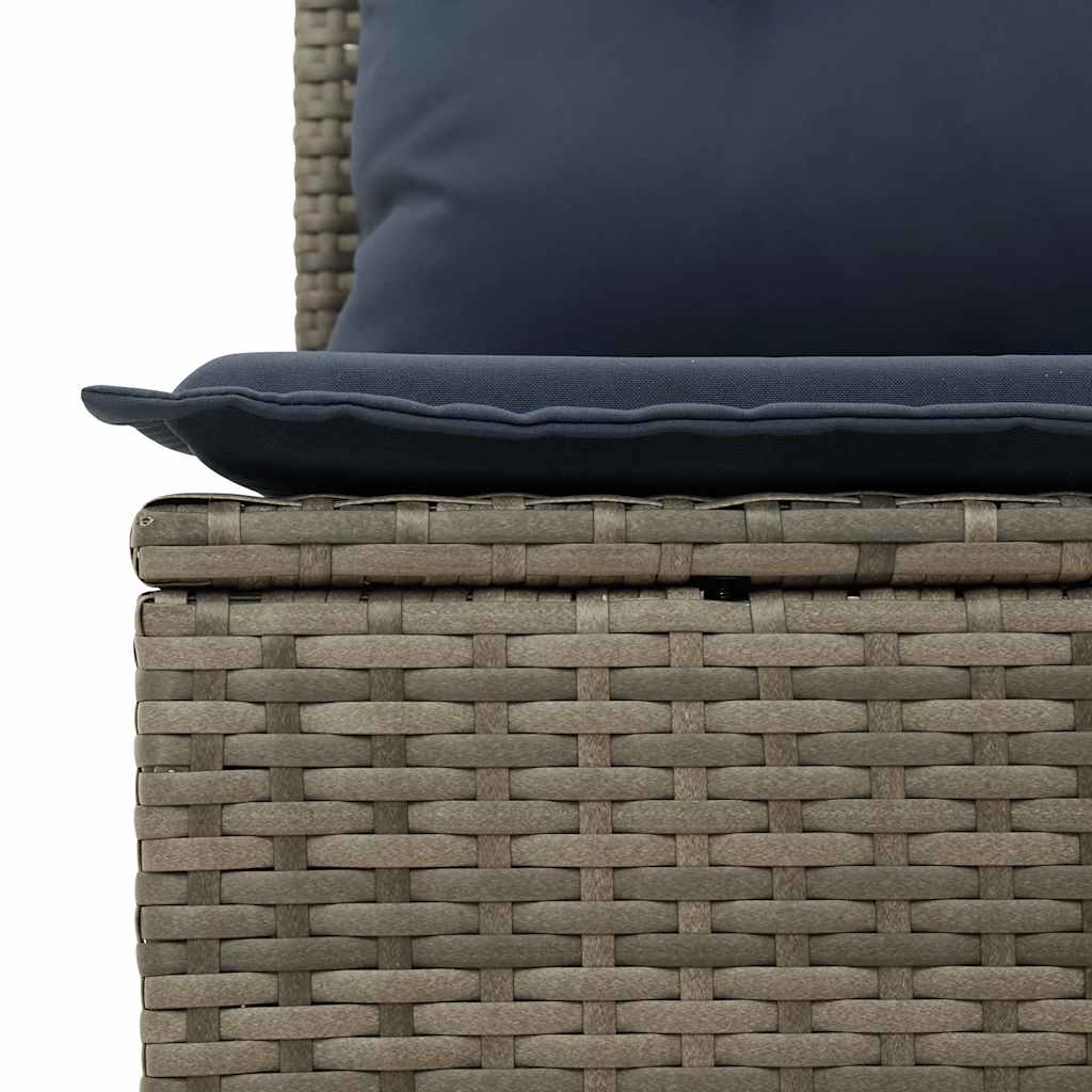 10 Piece Garden Sofa Set with Cushions Grey Poly Rattan Acacia