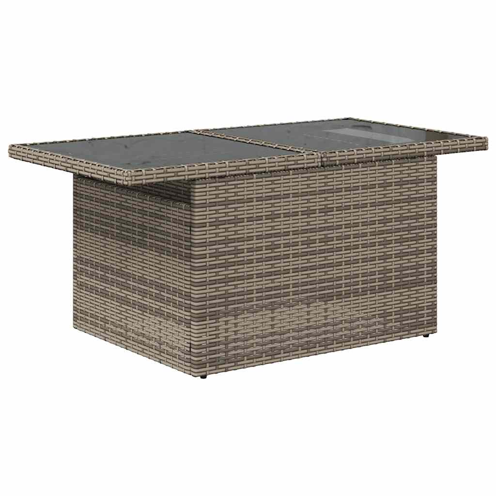 10 Piece Garden Sofa Set with Cushions Grey Poly Rattan Acacia