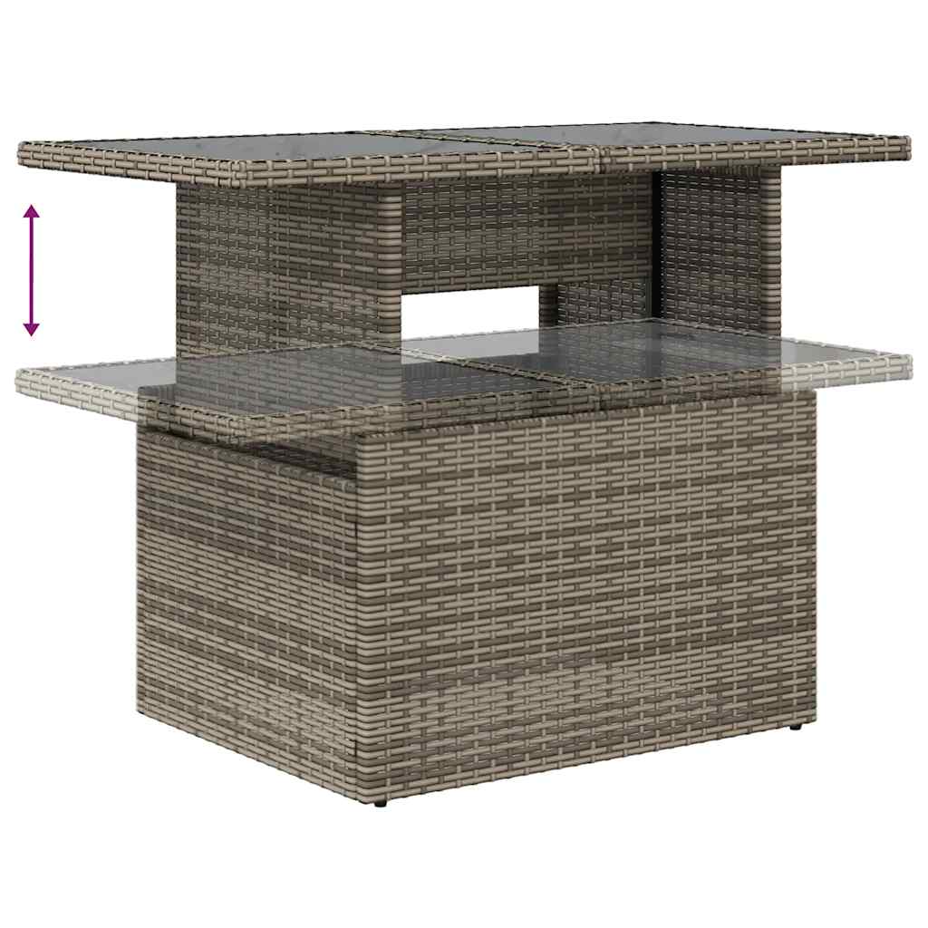 10 Piece Garden Sofa Set with Cushions Grey Poly Rattan Acacia
