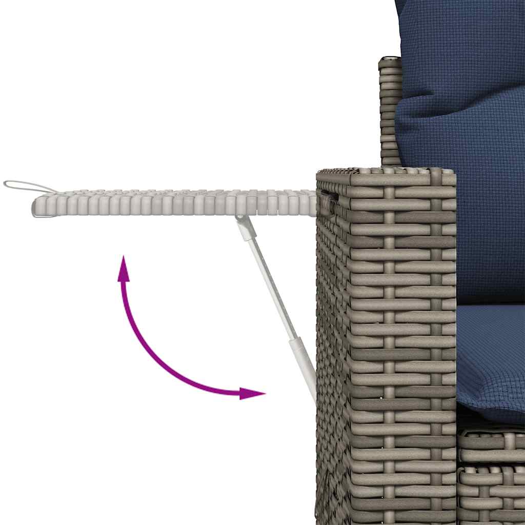 10 Piece Garden Sofa Set with Cushions Grey Poly Rattan Acacia