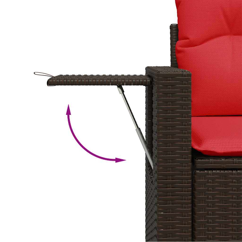 10 Piece Garden Sofa Set with Cushions Brown Poly Rattan Acacia