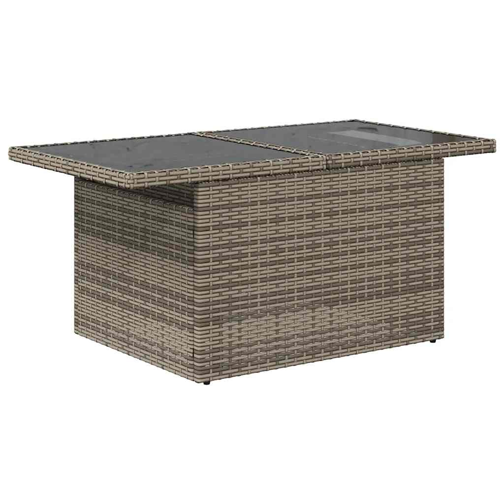10 Piece Garden Sofa Set with Cushions Grey Poly Rattan Acacia