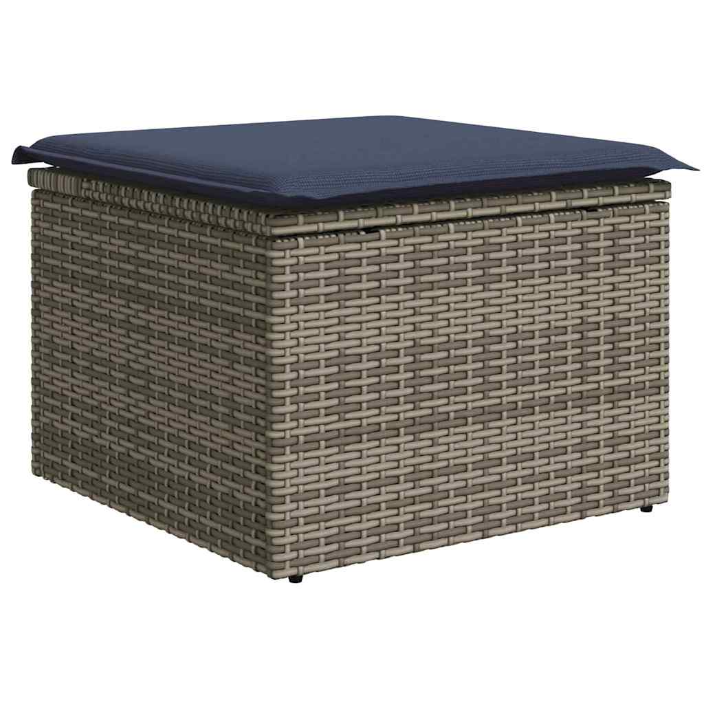 10 Piece Garden Sofa Set with Cushions Grey Poly Rattan Acacia