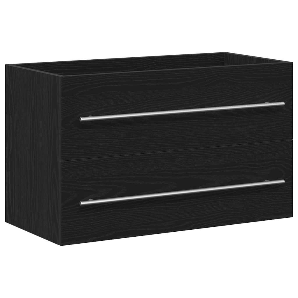 Bathroom Sink Cabinet Black Oak 80x38.5x48 cm Engineered Wood