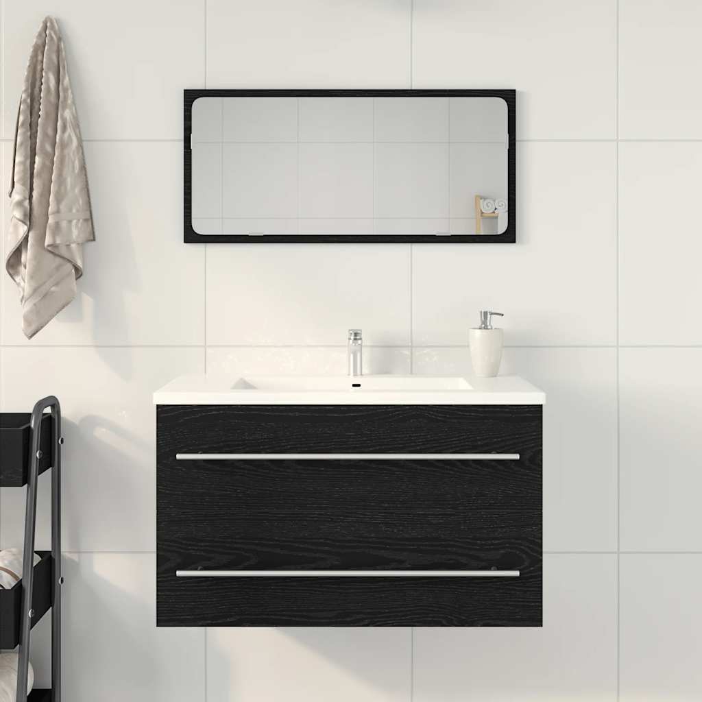 Bathroom Sink Cabinet Black Oak 80x38.5x48 cm Engineered Wood