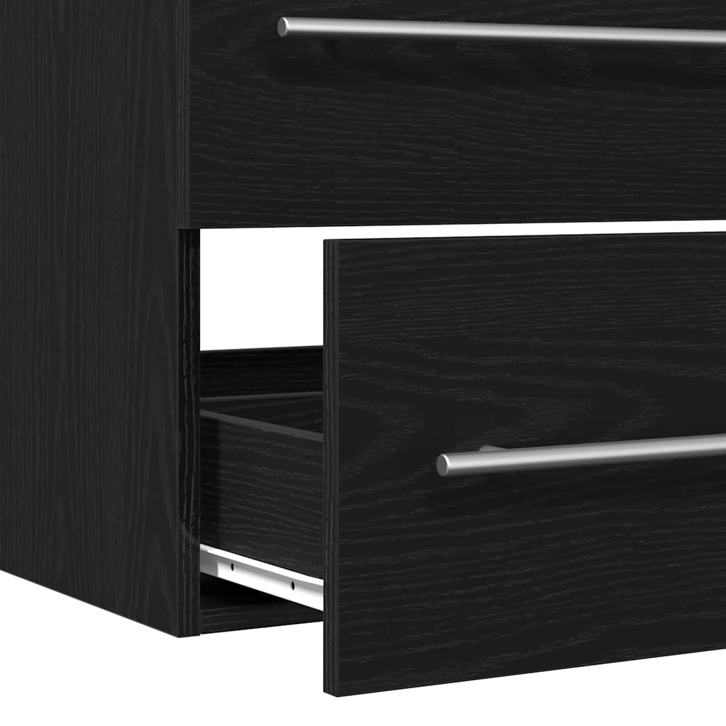 Bathroom Sink Cabinet Black Oak 80x38.5x48 cm Engineered Wood