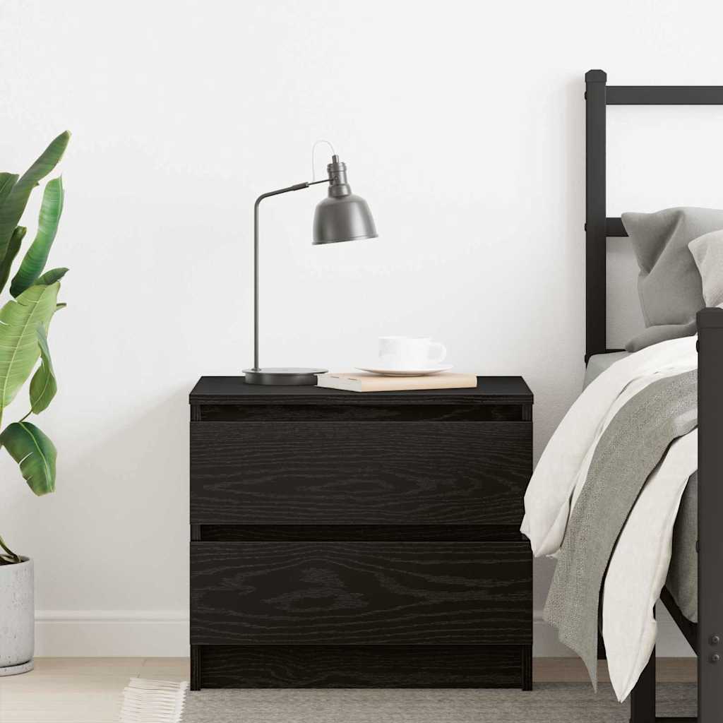 Bedside Cabinet Black oak 50 x 40 x 43.5 cm Engineered wood