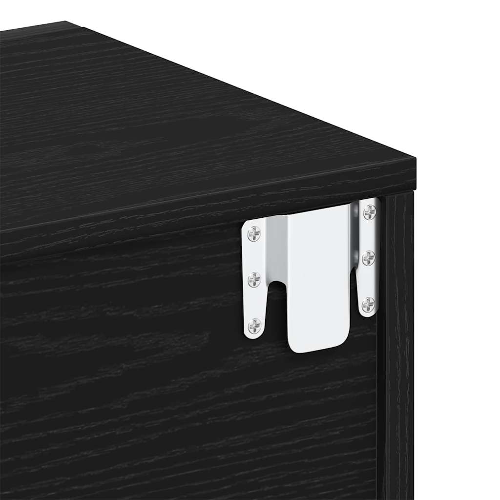 Bedside Cabinet Black oak 46 x 29.5 x 30 cm Engineered wood
