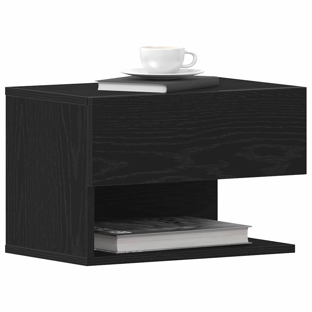 Bedside Cabinet Black oak 46 x 29.5 x 30 cm Engineered wood