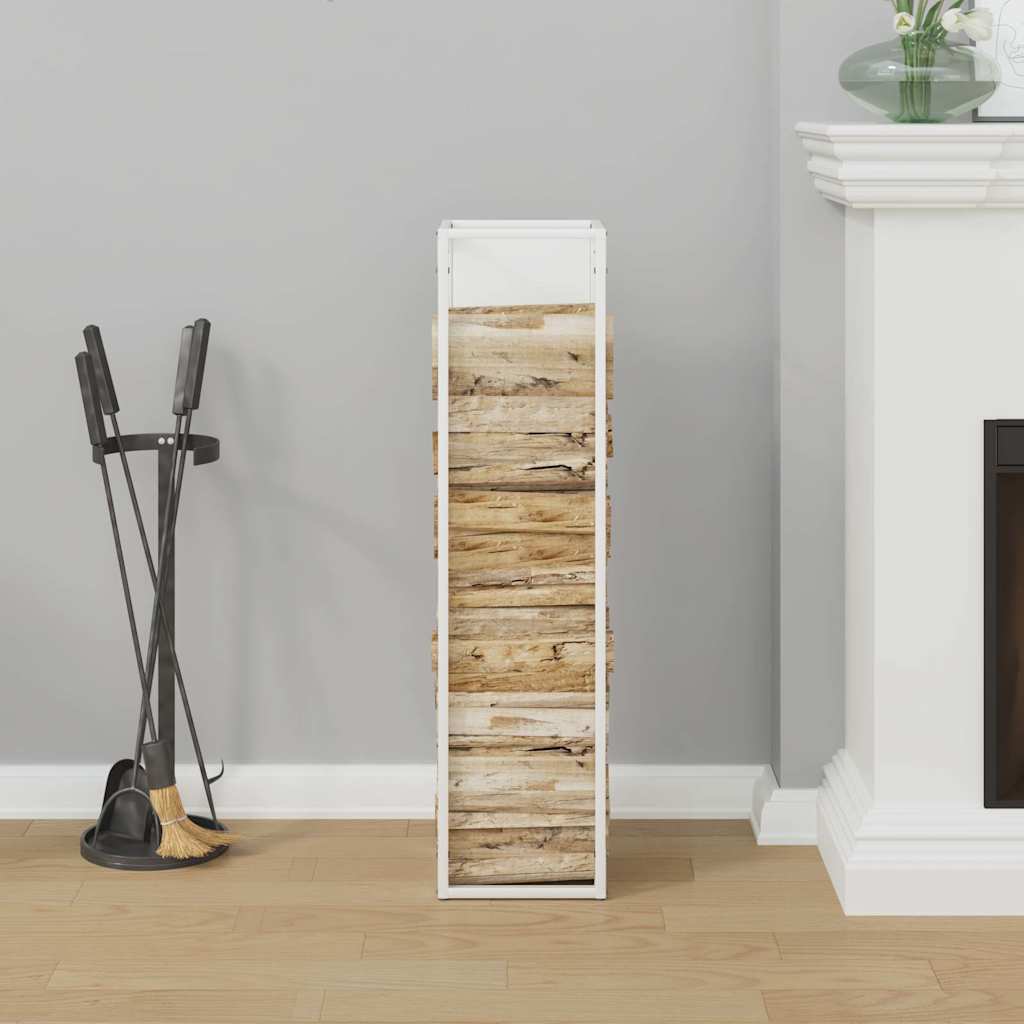 Firewood Rack White 25x25x100 cm Cold-rolled steel