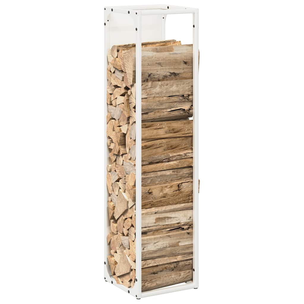 Firewood Rack White 25x25x100 cm Cold-rolled steel