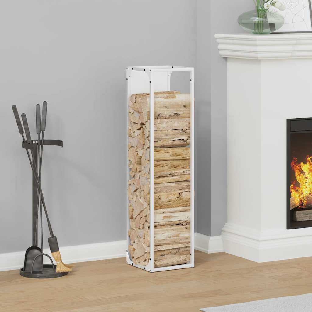 Firewood Rack White 25x25x100 cm Cold-rolled steel