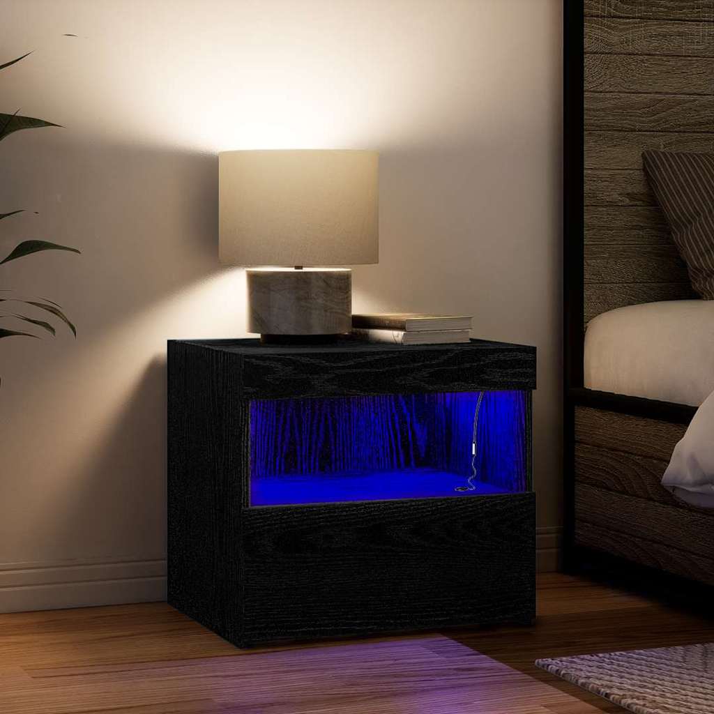 Bedside Cabinet Black oak 50 x 40 x 45 cm Engineered wood