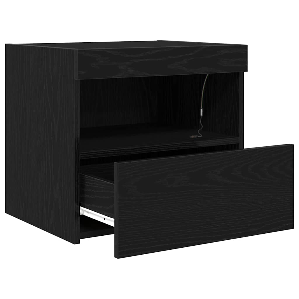 Bedside Cabinet Black oak 50 x 40 x 45 cm Engineered wood